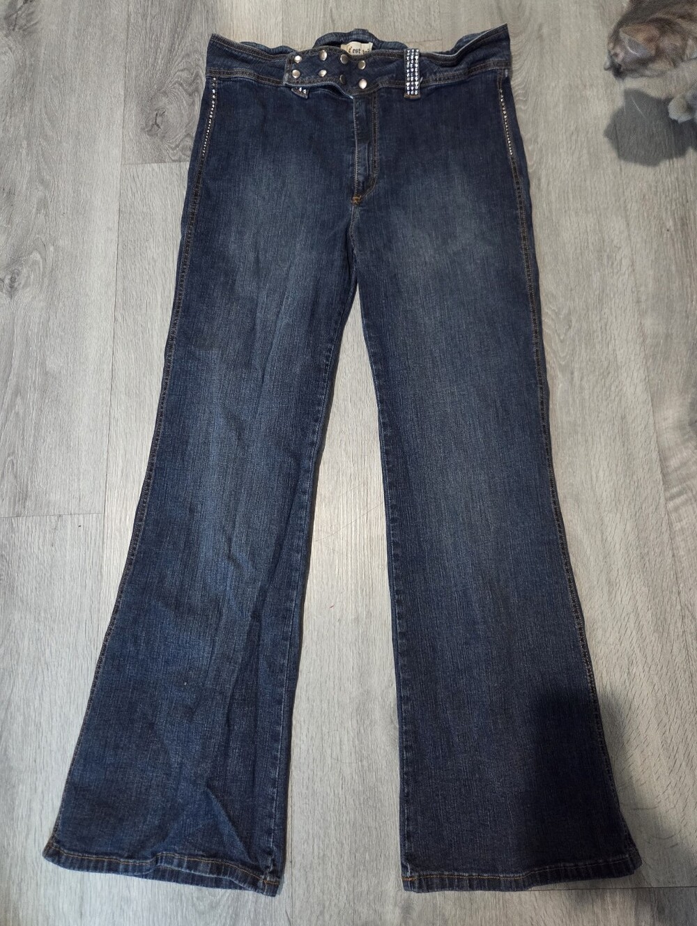 C'est Toi Women's Dark Blue Flare Jeans - Classic Wide Leg